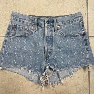 Levi's Premium 501 Women's Shorts Dottie Blues W26 Button Fly Cut Off